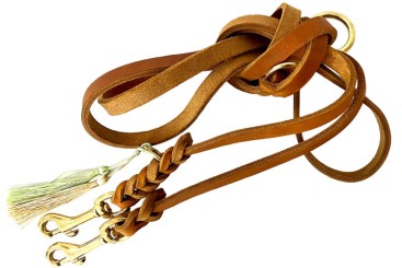 Fettlederleine | Messing | Cognac 