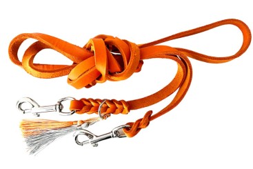 Fettlederleine | Chrom | Orange 